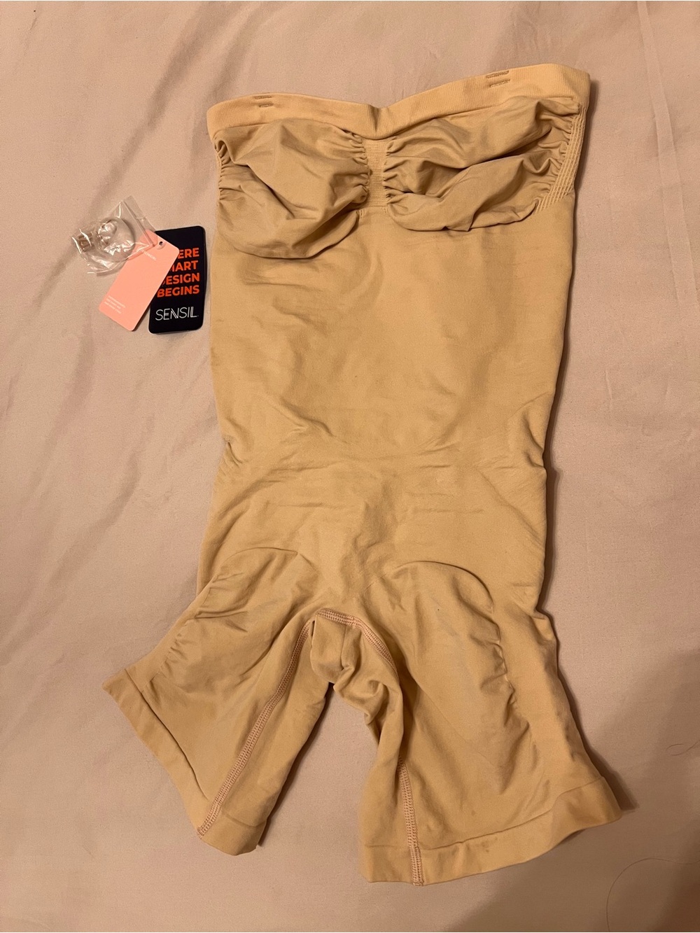 Feelingirl XL Nude Strapless Shapewear Bodysuit Tummy Control Mid Thigh